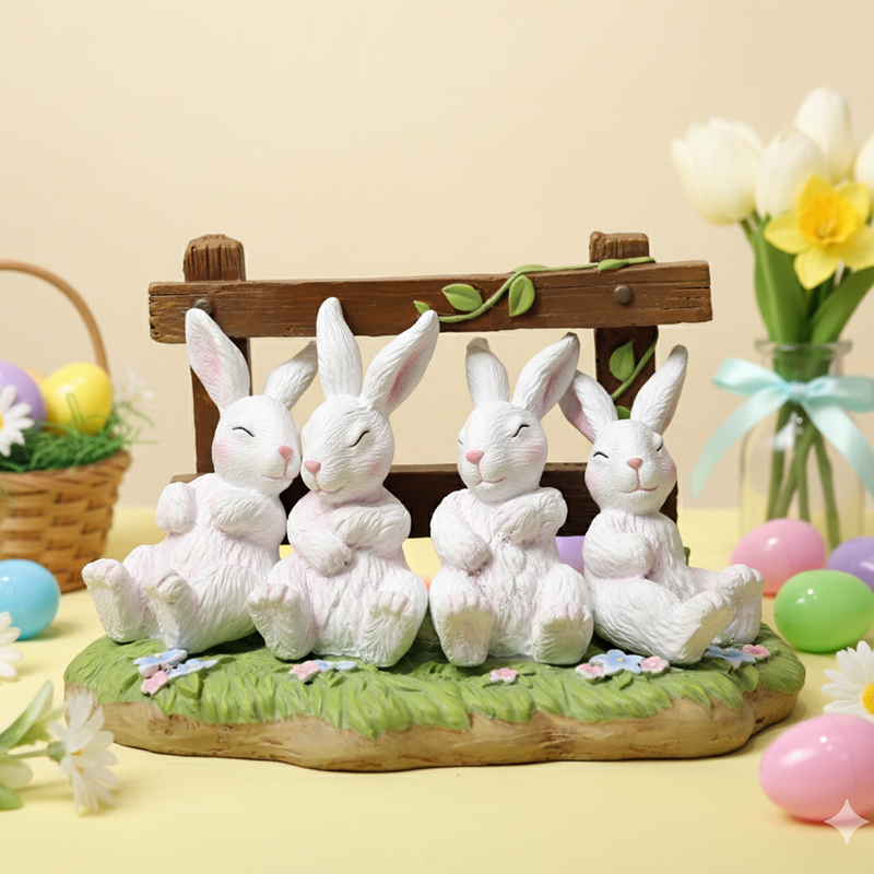 Polyresin Easter Bunny Figurine 2 - Wholesale Spring Decor